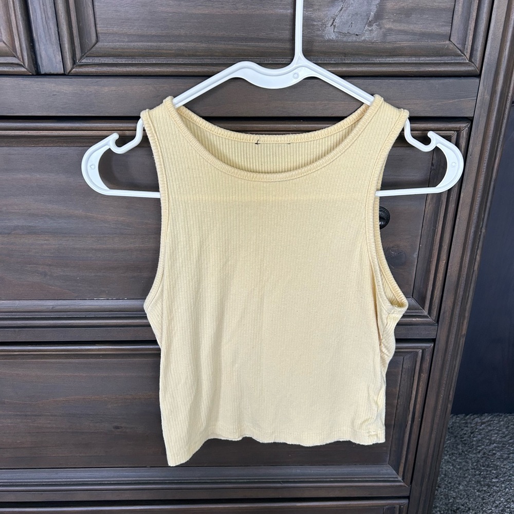 Sleeveless Cream Ribbed Top